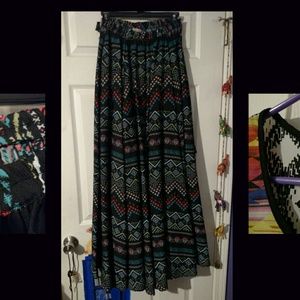 Floor Length Colorful Patterned Skirt